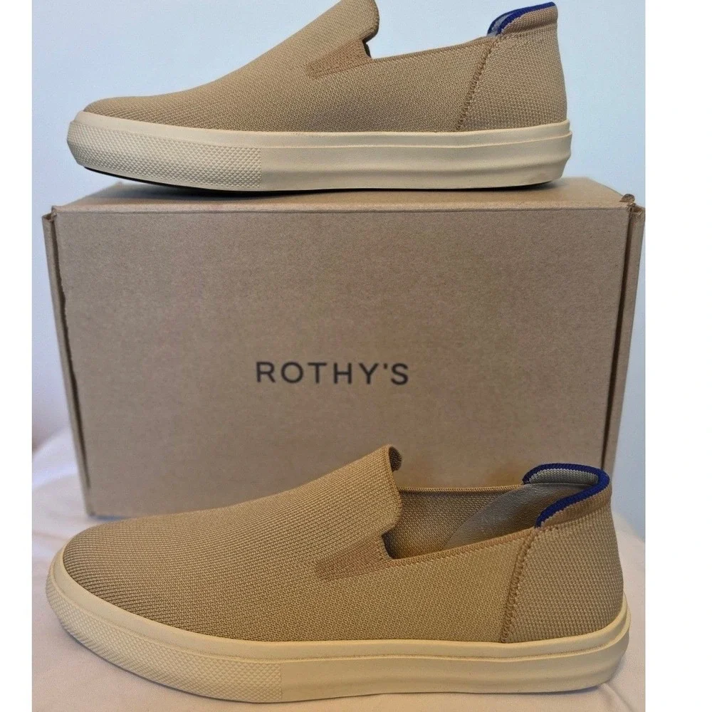 Rothys The Sneaker Sand Tan Slip On Knit Shoes Womens 10.5 Mens 9